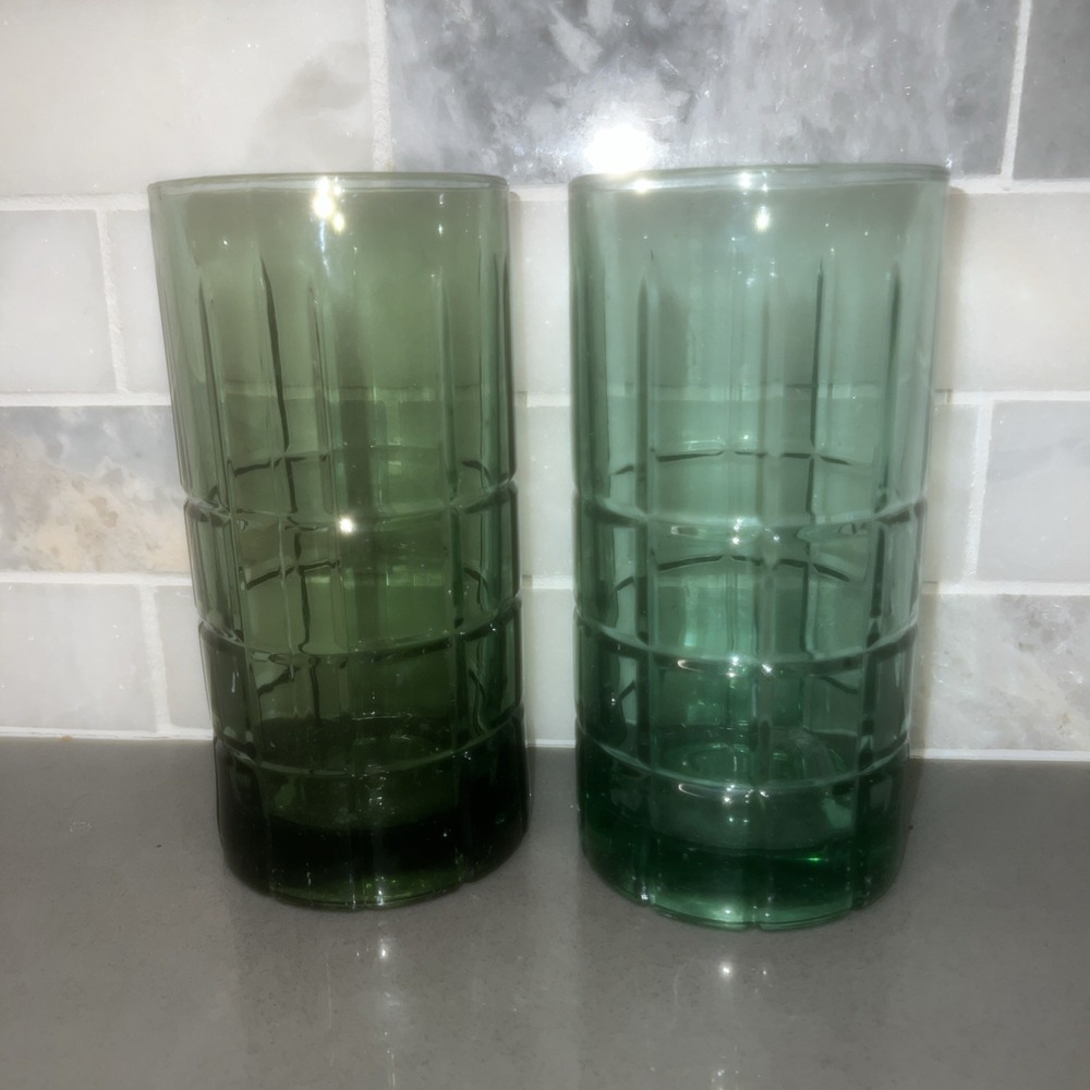 2-ANCHOR HOCKING MANCHESTER GREEN 16OZ TUMBLERS